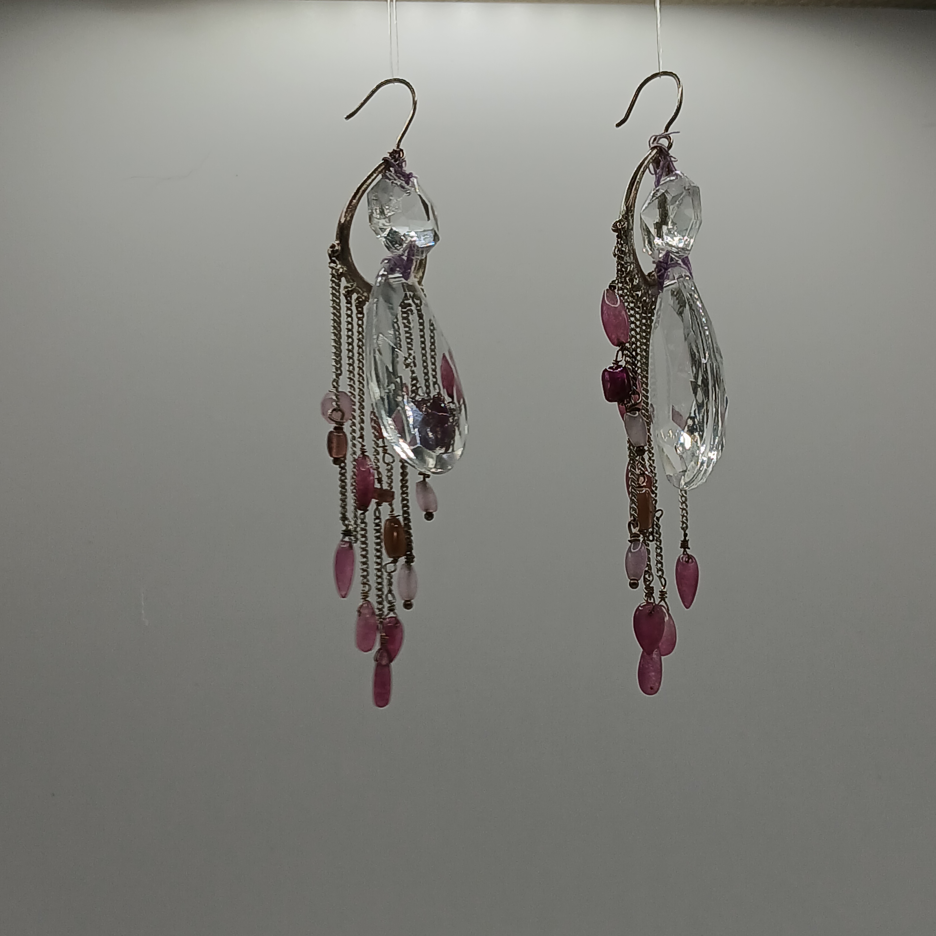 Chic Crystal And Pink Drop Earrings 35$
